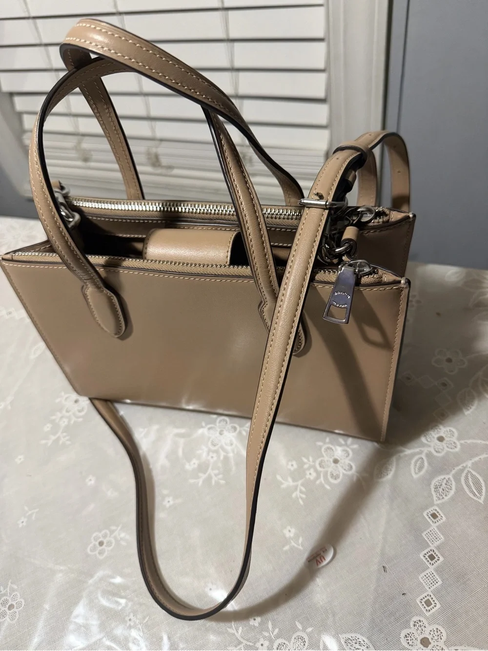 Coach Taupe Leather Satchel with Signature C Applique